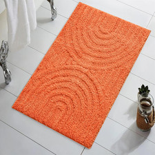 Boho Rustic Bath Mat Orange Non-Slip 20 W X 32 L Modern Farmhouse Minimalist R