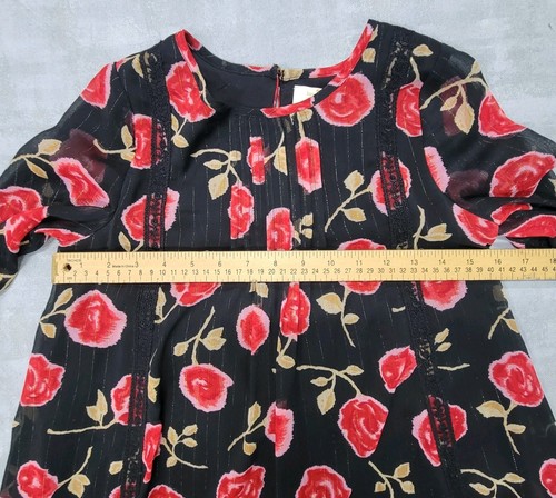 Kate Spade Dress Girls 152 / 12Y Floral Long Sleeve Roses metallic lace lined - Picture 10 of 12