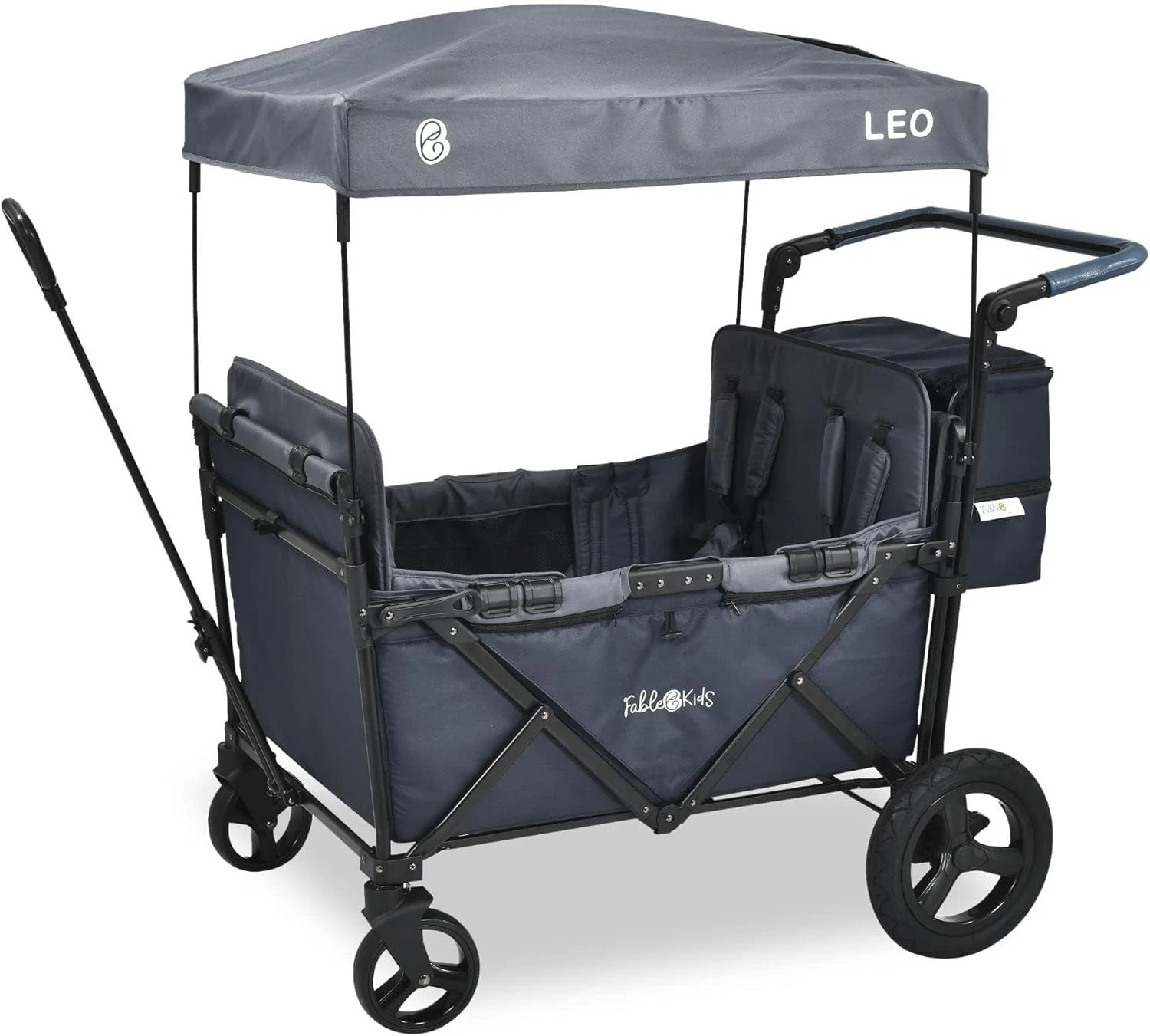 Foldable Kids Wagon Transport Roof 4-Seat 5-Point Belts Off-Road Wheels - Blue