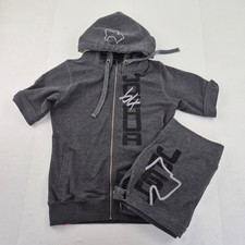 JOSHUA PERETS Tracksuit Hoodie Skirt L/M Grey Women's Activewear Set