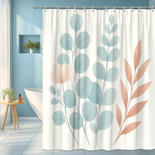 Elegant Floral Shower Curtain in Soft Blue and Pink