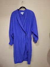 August Max Woman Silk Wrap Dress size 20 Blue-Purple Maxi Lightweight