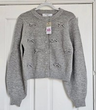 Viral Rare PRIMARK Grey Bow Cardigan BNWT UK XS