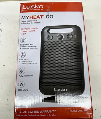 #ad Lasko MyHeat Go 1500 Watt 12 in. Black Electric Tabletop Ceramic Space Heater $36.99