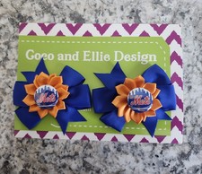 Mets hair bow set of 2. Ny Mets hair bows set Mets baseball hair bows