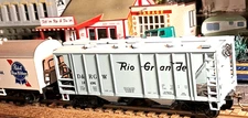 HO=1/87-RTR Rio Grande Covered Hopper,roundhouse,BUILT D&RGW#18496-LAYOUT/DISPLY