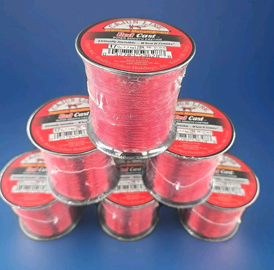 6 Red Mono Fishing Line 17 lb.  700yds ea. Cajun Low Vis