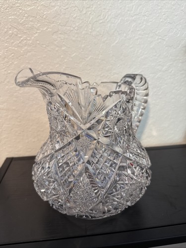 ABP AMERICAN BRILLIANT LIBBEY CUT GLASS SIGNED PITCHER - Picture 4 of 5