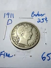 1911 D Barber Quarter - Fine