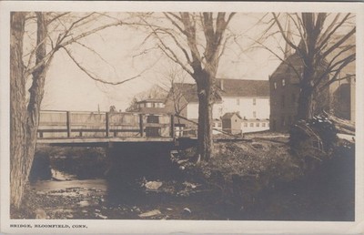 Bridge Bloomfield CT 1900s Wooden Village Scene Dexter Photo Co RPPC Postcard