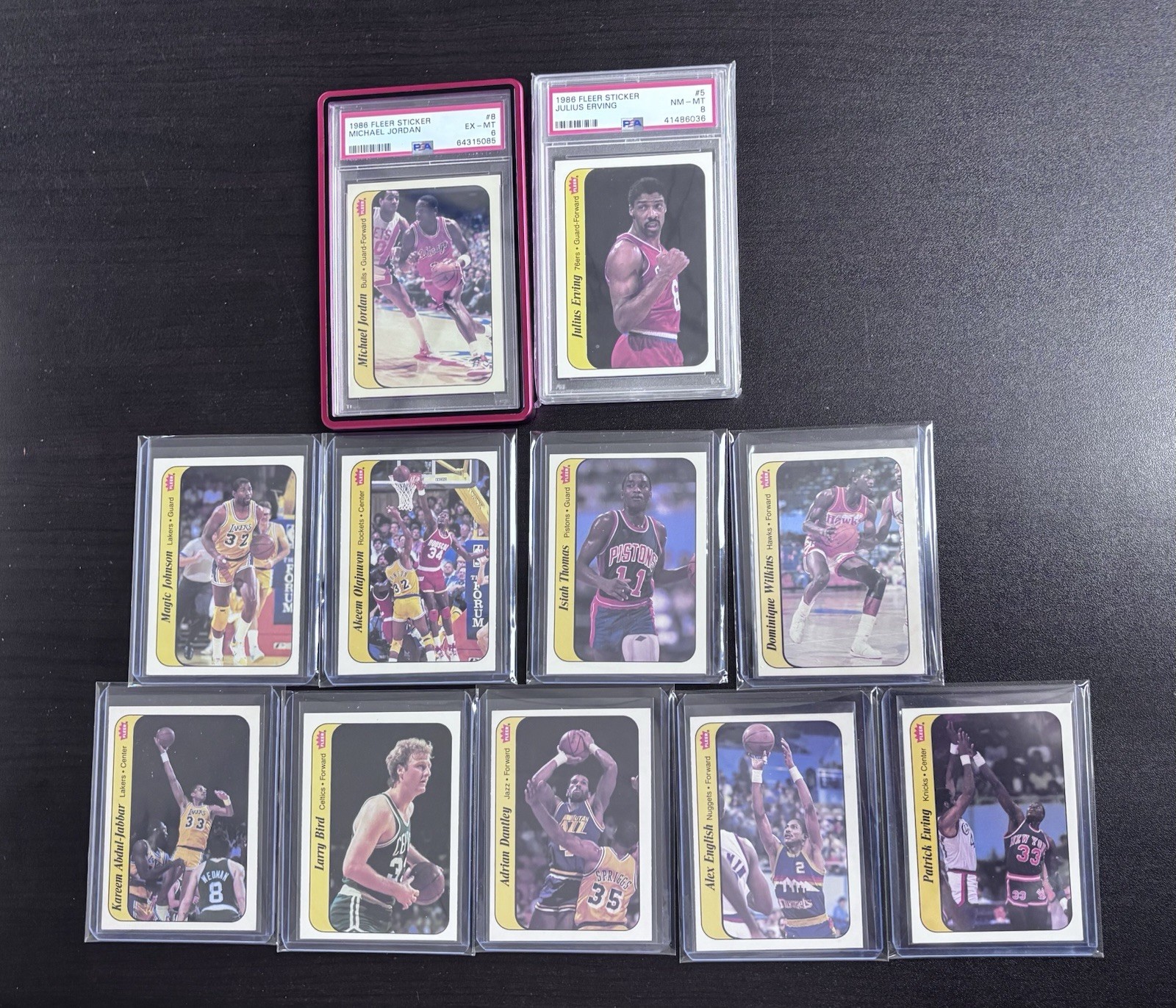 1986-87 Fleer Basketball Complete Set 1-132 + STICKERS JORDAN PSA 7 + 6 STICKER view 2