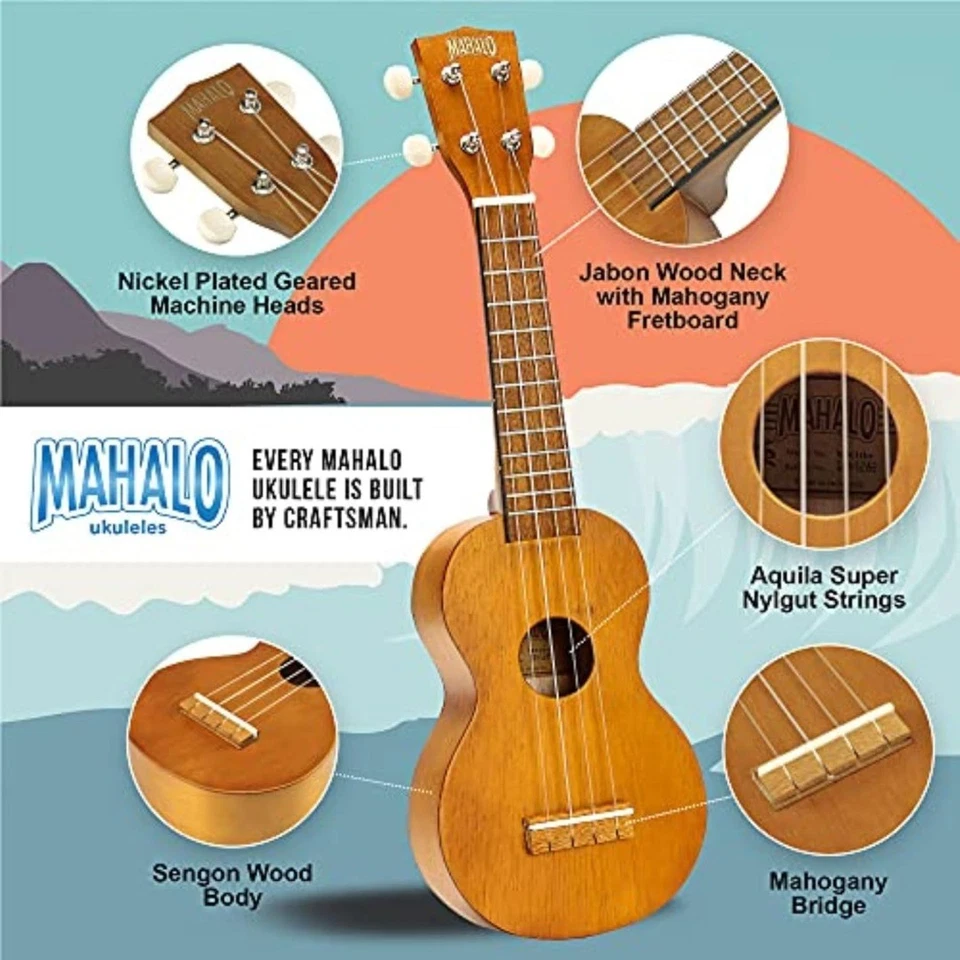 Mahalo Kahiko Soprano Ukulele for Beginners, Quality Musical String Instrument w - Image 2 of 3