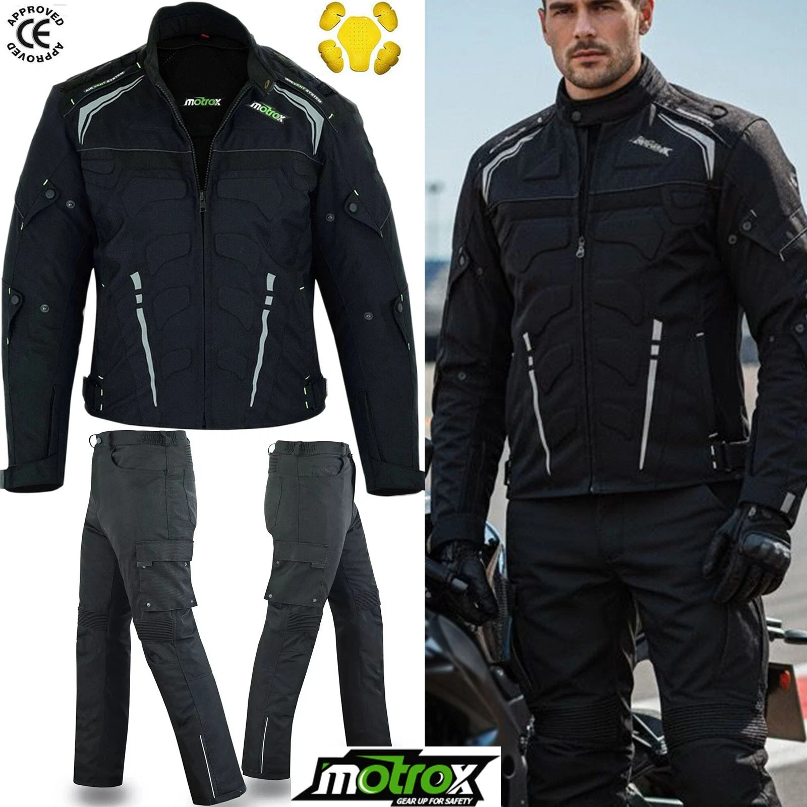 Motorcyle Textile Waterproof Jacket & Trouser Motorbike Touring CE Armours Suit