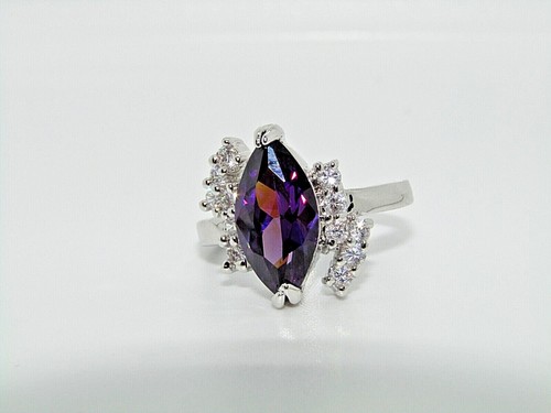 Huge choice of statement Amethyst dress cocktail rings in rich white gold plate - Picture 5 of 76