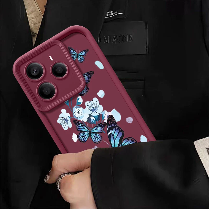 For Xiaomi 14T 13T 13C Redmi Note 14 13 12 11 Pro Silicone Butterfly Case Cover - Image 4 of 4