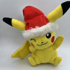Pokemon 9" Pikachu With Santa Hat Christmas Plush Anime Stuffed Animal Tomy