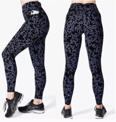 Sweaty Betty Zero Gravity 7/8 Running Leggings Blue Triangle Print Size XS NEW