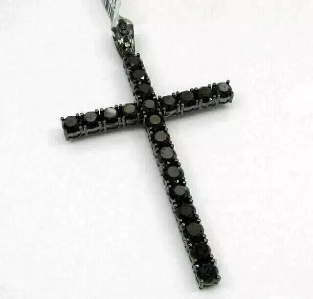 Colgante Cruz Estilo Antiguo 2Ct Dije para Hombre Creado Ónix Acabado Oro Negro 14K Foto 2 de 3