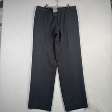 Hugo Boss Dress Pants Mens Size 34x33 Charcoal Pin Striped Relaxed Virgin Wool