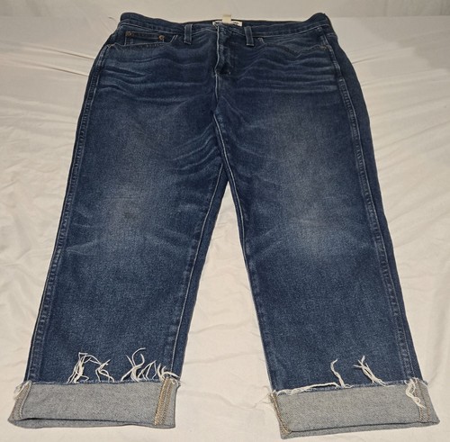 Madewell Rivet & Thread Women's Size 31 Straight Blue Denim Jean Capri Raw Hem - Picture 2 of 11