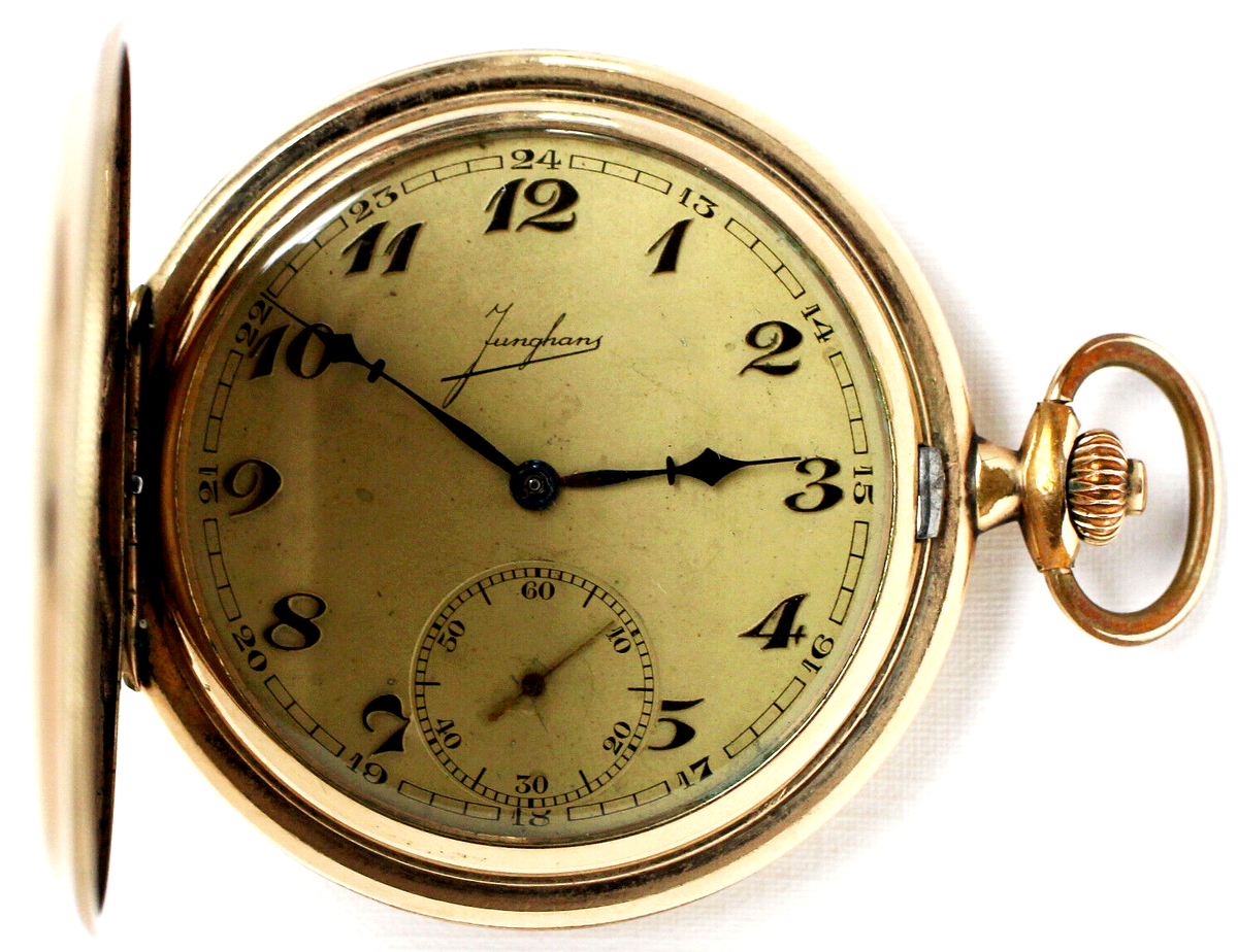 Junghans Herren Taschenuhr Sprungdeckeluhr vergoldet Herrenuhr