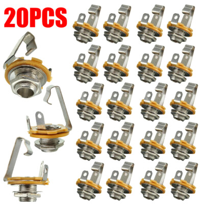 20 PC 1/4'' 6.35mm Mono Socket Jack Female connector Panel Mount solder M644~