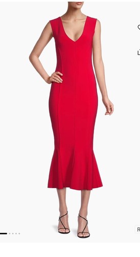 NEW Norma Kamali Women's Medium Grace Fishtail Red Sleeveles Dress