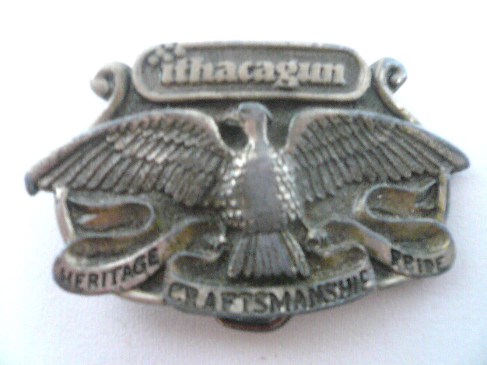 Belt Buckle Ithaca Gun Firearm 1976 NOS Heritage Craf… Gem