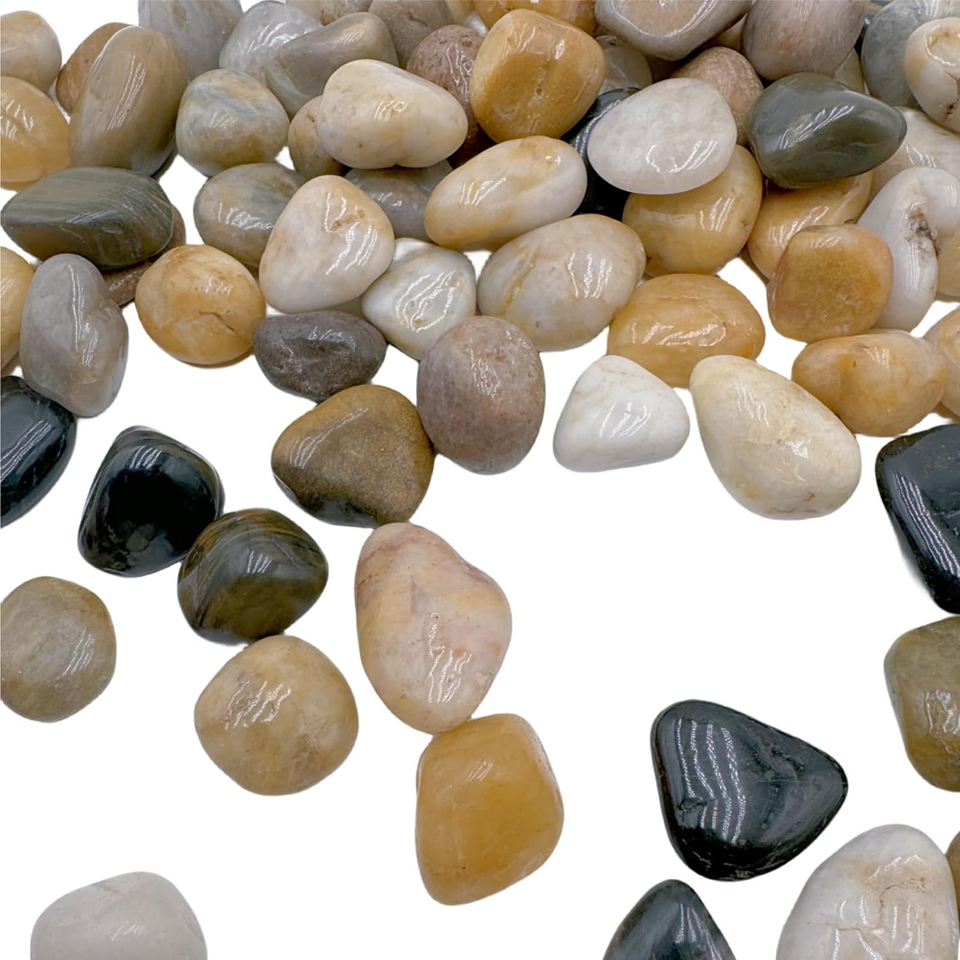 Pebbles Polished Gravel, Small Mixed Color Natural River Rocks