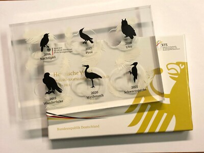 Plexiglas Box, Acrylblock VfS 20 Euro Gold Heimische Vögel 2016 bis 2021 (S4-11