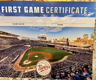 MINNESOTA TWINS FIRST GAME CERTIFICATE