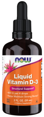 Now Foods Liquid Vitamin D-3, 2 fl oz 527 Serving 400 IU 03/2027EXP