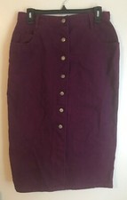 Vintage 80s Saddlebred plum purple long button front skirt misses 12 S Small