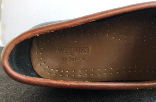 GH Bass Weejuns Two Toned Leather Brown on Black Casual Loafer Mens 10.5 D - Picture 11 of 14
