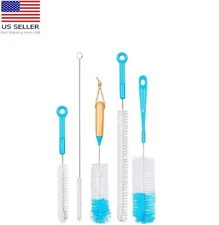 Cleaning Bottle Brush Cleaner Blue White 5 Piece Set new