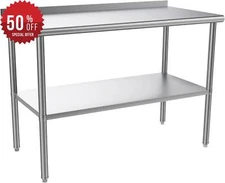 48'' x 24'' Stainless Steel Table for Prep & Work with Backsplash for Kitchen