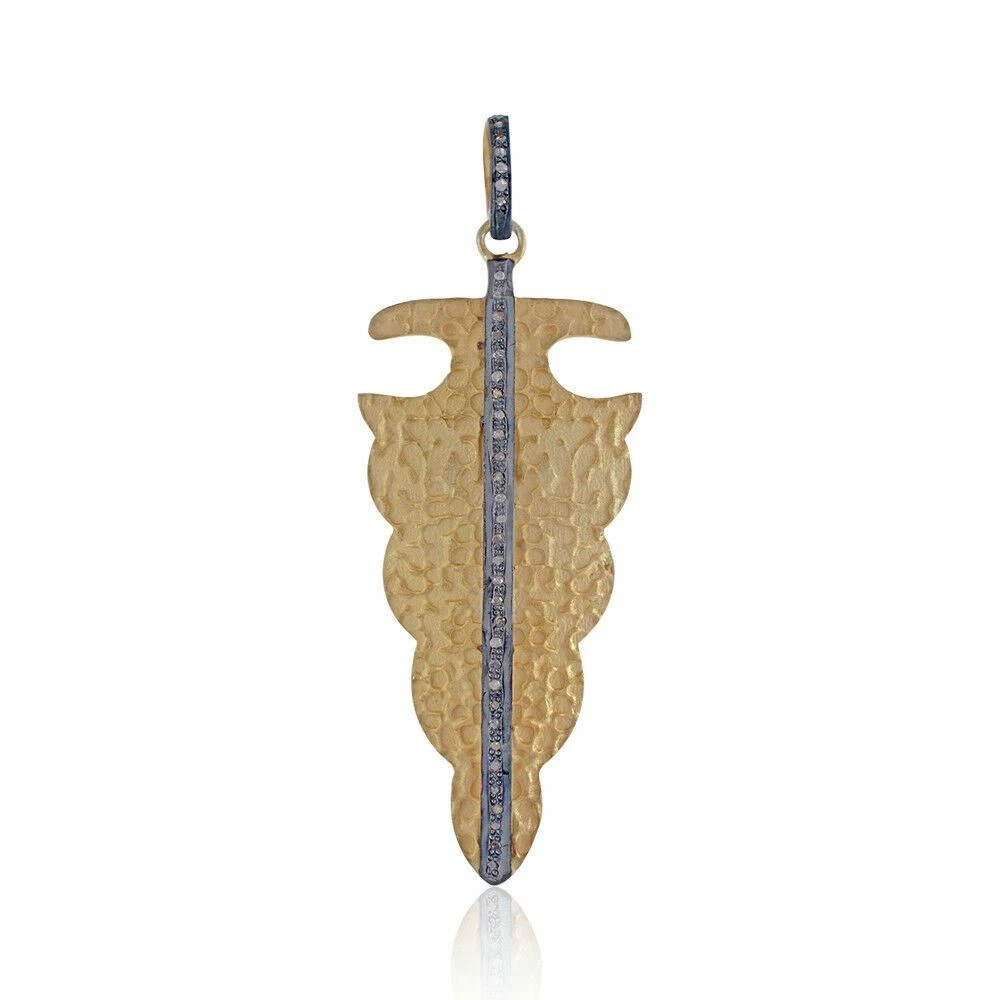 925 Silver Gold Plated Natural Pave Diamond Arrowhead Pendant Jewelry MOM'S GIFT