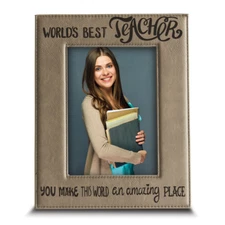 Bella Busta- World's Best Teacher-Teacher's day Gift-Engraved Leather Frame