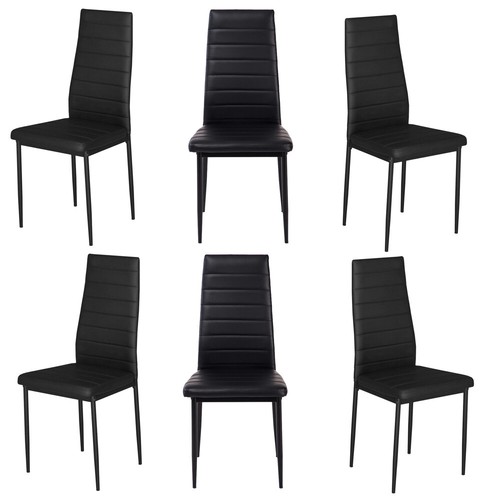 2/4PC Black Faux Leather Dining Chairs with Tempered Glass Dining Table Seat Set - Picture 15 of 17