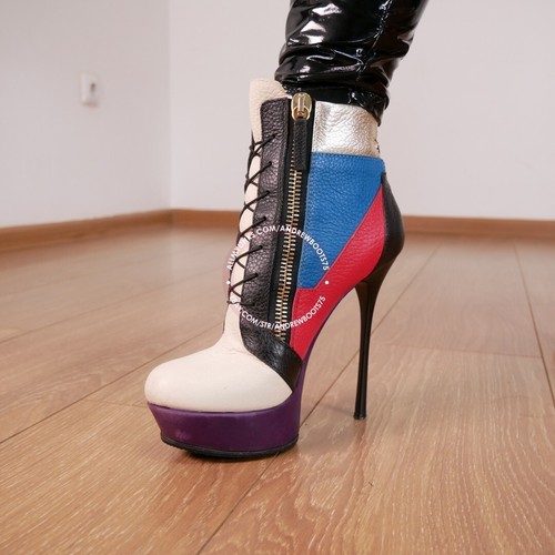 GIANMARCO LORENZI IT37 EU37,5 US7 platform high heels multicolor leather boots - Picture 17 of 24