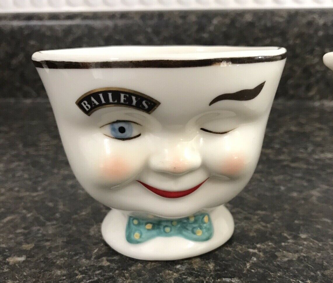Vintage 1996 Baileys Winking Face Cups Mugs Cream & Sugar