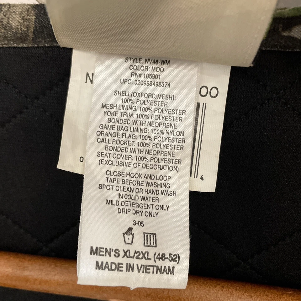 Mossy Oak Duck Trap Hunting VEST Padded Back Orange Flag SIZE XL/2XL Fieldline - Image 3 of 4