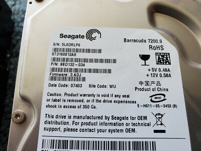 Seagate Barracuda ST3160812AS 160G Hard Drive 3.5 SATA Tested and Wiped