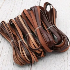 Coffee Genuine Real Leather Flat Cord DIY Crafts Strap Rope String Bracelet Long