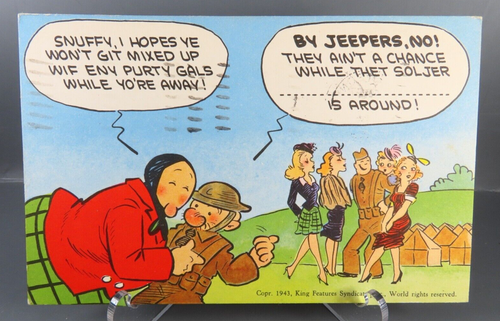 VTG WWII 1945 POSTCARD Snuffy Smith Comic Strip KING FEATURES Snuffy's Wife