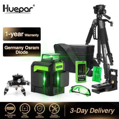 12 Lines 3D Cross Line Laser Level Kit Osram Green Laser Beam Self-Leveling
