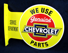 CHEVROLET GENUINE PARTS Metal Flange Sign ~ Garage Man Cave Bar ~ MADE in USA