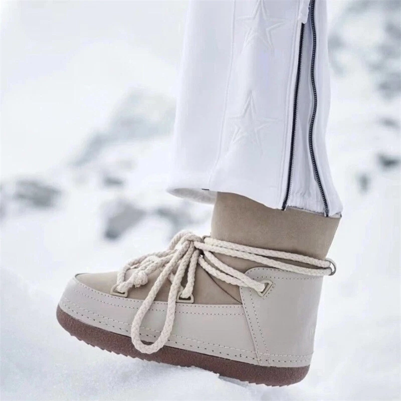 Botas de neve femininas INUIKII de pele multifuncional antiderrapante elevação - Imagem 3 de 4