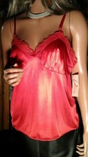 Vintage 80's NWT Camisole Deena Lingerie Bright Red Silky Nylon 38 SlipTop USA