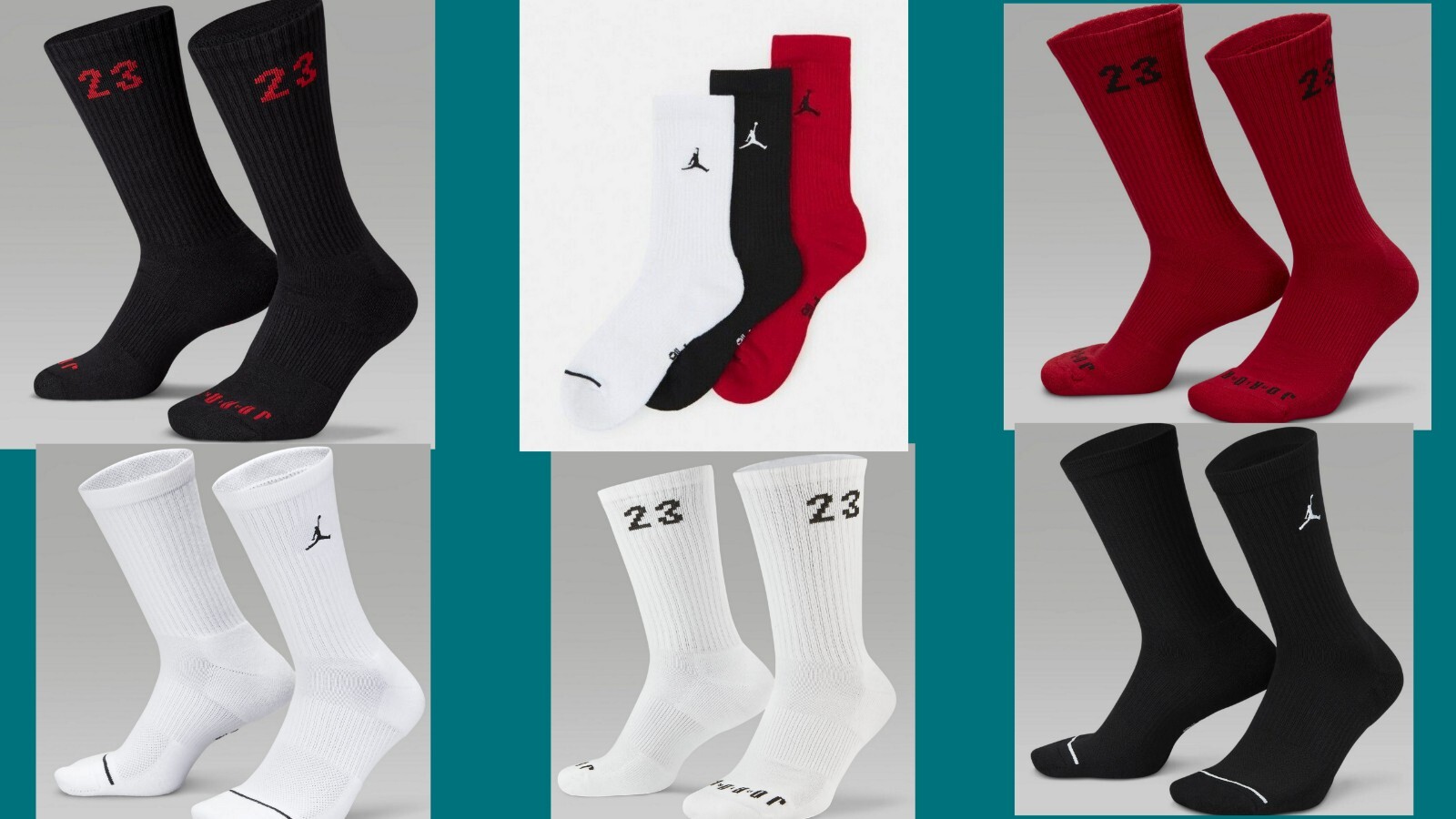 NIKE JORDAN JUMPMAN FLIGHT EVERYDAY DRI-FIT CREW SOCK 3 PACK MULTI SIZE 5-8 8-11 image 2